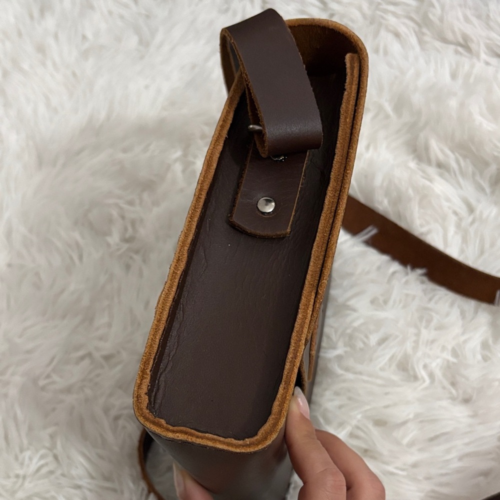Handmade In Puerto Rico Real Leather Brown Crossbody Bag - Picture 5 of 5